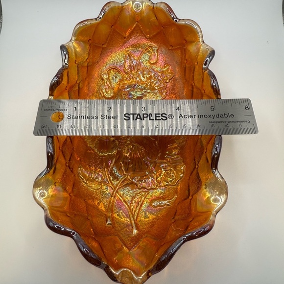 Imperial Glass Vintage Pansy Marigold Carnival Glass Dish - Picture 8 of 9
